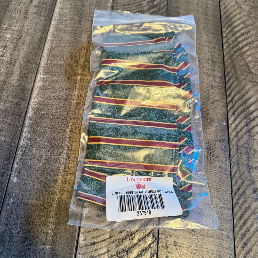 Vintage Longaberger Glad Tidings Holiday Fabric‎ Green Red Stripe Basket Liner